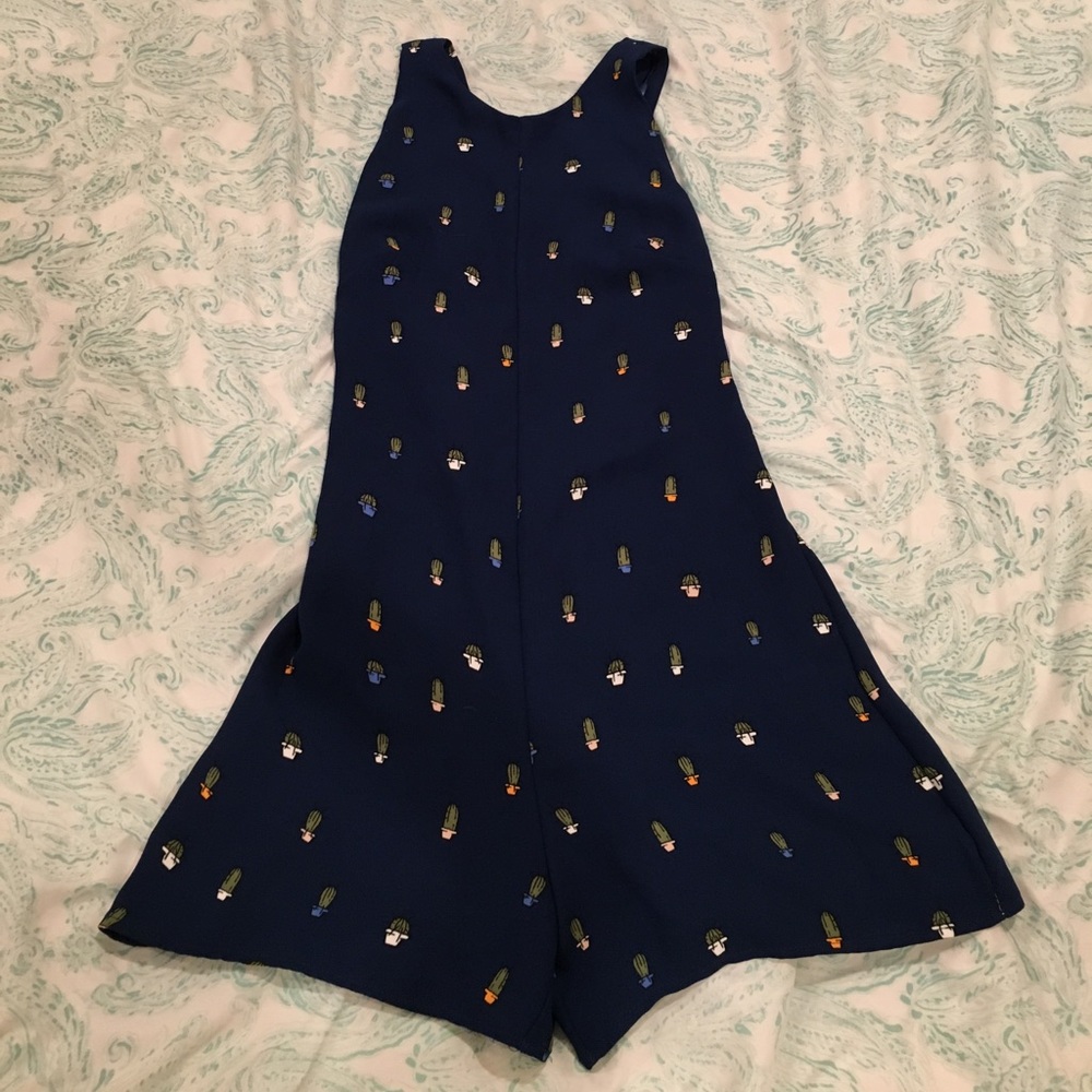 Navy blue, cactus printed romper